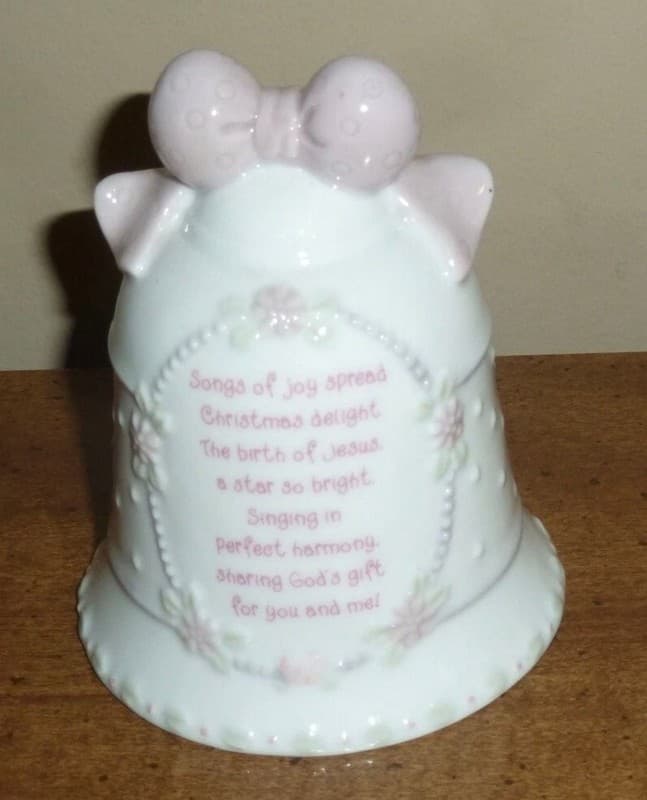 Vintage 1997 Precious Moments Enesco Songs Of Joy Porcelain Christmas Bell - Thumbnail 4