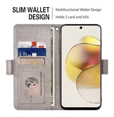 Asuwish Wallet Case for LG K20 2019 – Grey Floral - Thumbnail 2