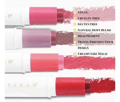 F.A.R.A.H Creamy Malai Blush Stick In SHE CREAMY (Rose Petal Pink) 0.25 oz NIB - Thumbnail 3