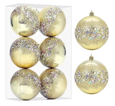 ✨ 6-Piece Gold & Silver Glitter Christmas Ornaments ✨