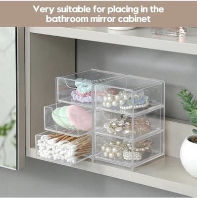 Mini Clear Acrylic 3-Drawer Organizer (Hair Clips, Scrunchies, Jewelry) - Thumbnail 4