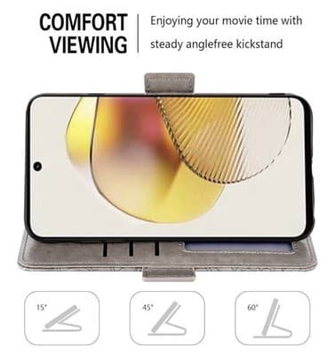 Asuwish Wallet Case for LG K20 2019 – Grey Floral - Thumbnail 3