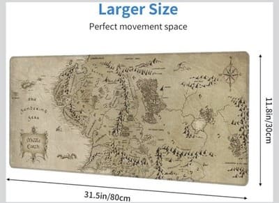 Middle Earth Fantasy Map XL Desk Mat / Gaming Mouse Pad (31.5" x 11.8") - Thumbnail 2