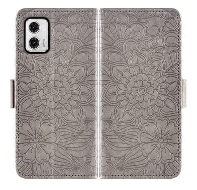 Asuwish Wallet Case for LG K20 2019 – Grey Floral - Thumbnail 5