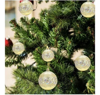 ✨ 6-Piece Gold & Silver Glitter Christmas Ornaments ✨ - Thumbnail 5