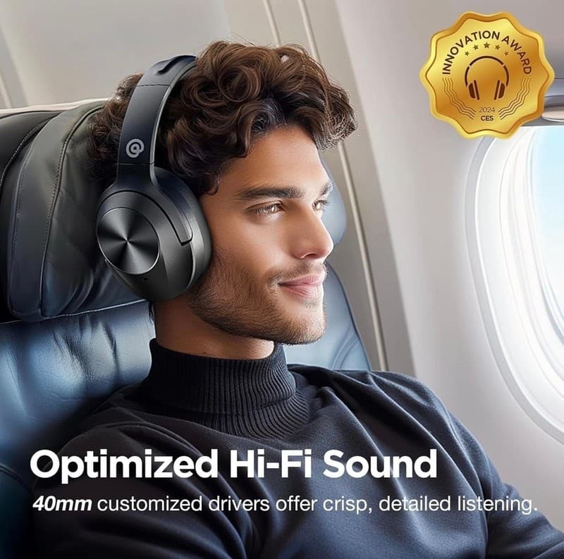 E11 Active Noise Cancelling Headphones Wireless Over Ear Bluetooth Hea - - Thumbnail 4