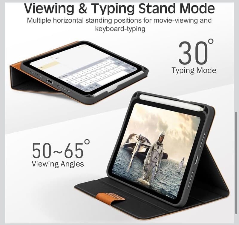 KingBlanc PU Leather Smart Folio Case for iPad Mini 7 (2024) & Mini 6 (2021) wit - Thumbnail 4