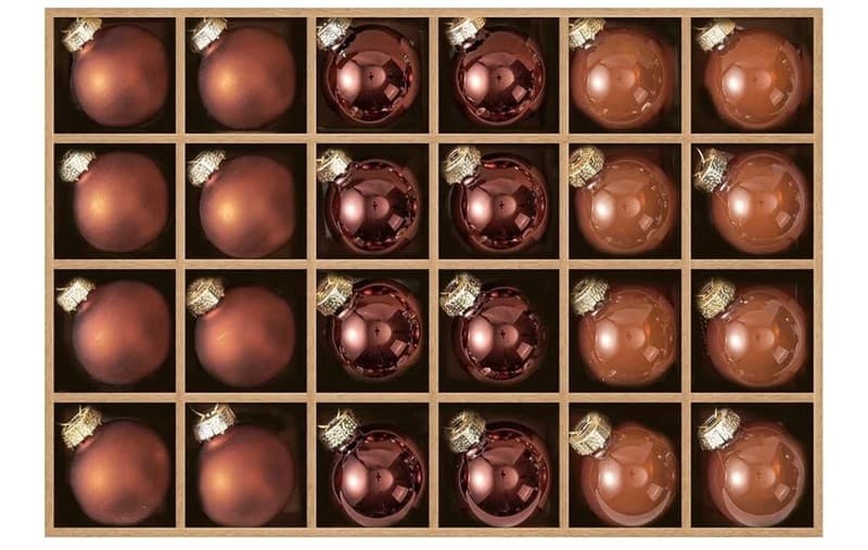 WDS WONDROUS Brown Glass Christmas Ball Ornaments - Set of 24 - 1.18" Mini Xmas