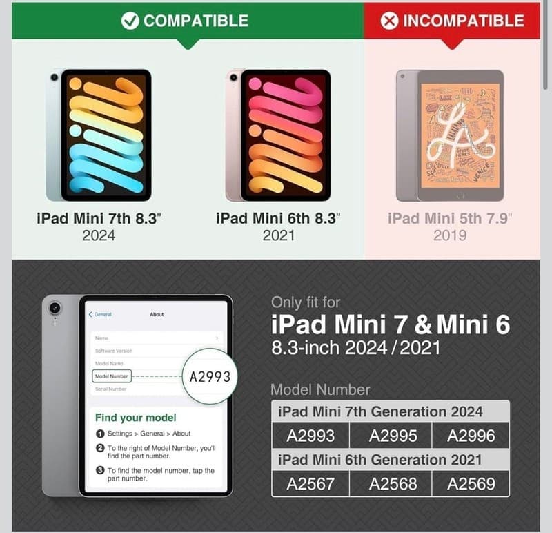 KingBlanc PU Leather Smart Folio Case for iPad Mini 7 (2024) & Mini 6 (2021) wit - Thumbnail 2