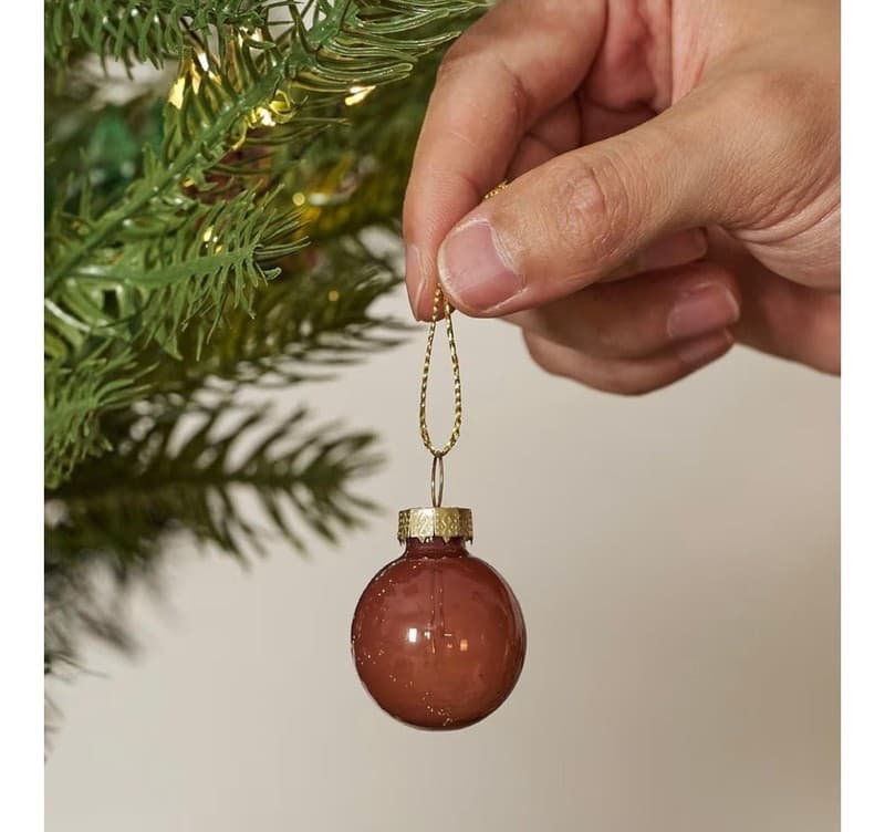 WDS WONDROUS Brown Glass Christmas Ball Ornaments - Set of 24 - 1.18" Mini Xmas - Thumbnail 7