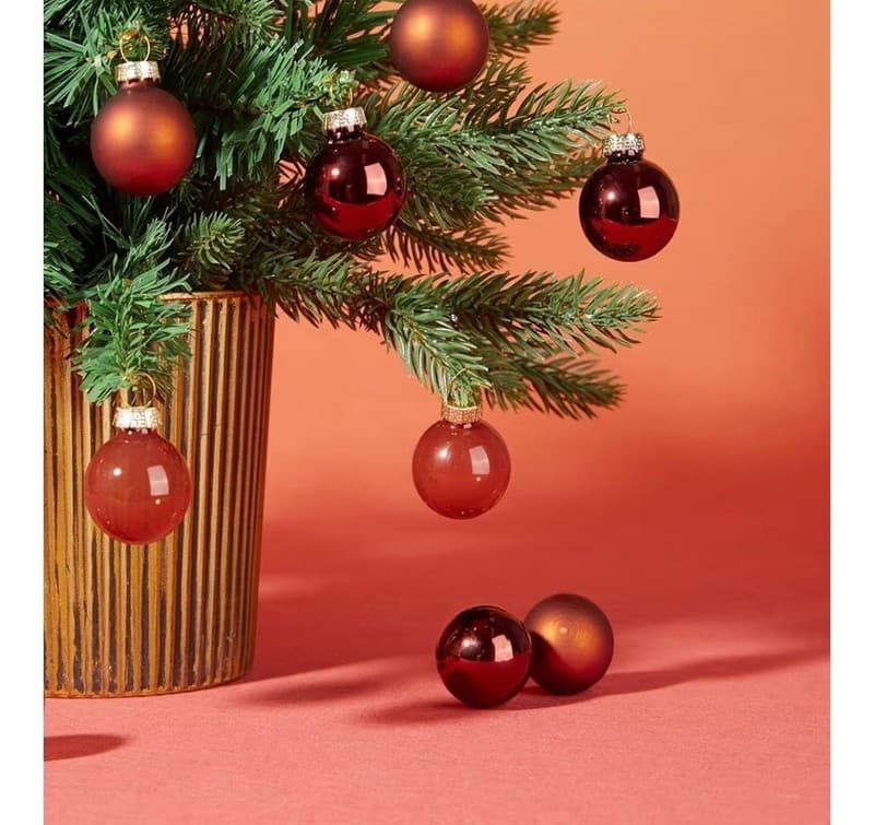 WDS WONDROUS Brown Glass Christmas Ball Ornaments - Set of 24 - 1.18" Mini Xmas - Thumbnail 2