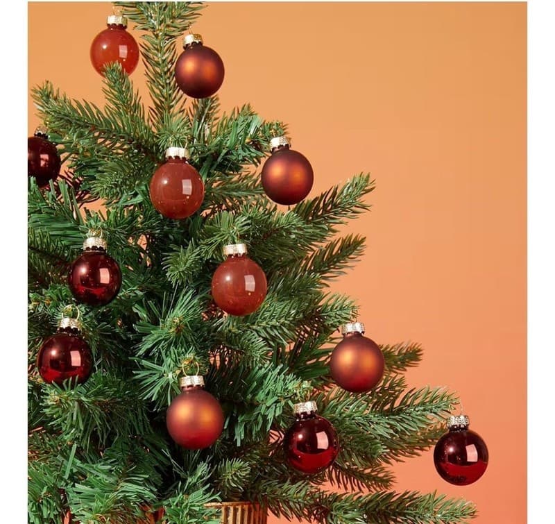 WDS WONDROUS Brown Glass Christmas Ball Ornaments - Set of 24 - 1.18" Mini Xmas - Thumbnail 6