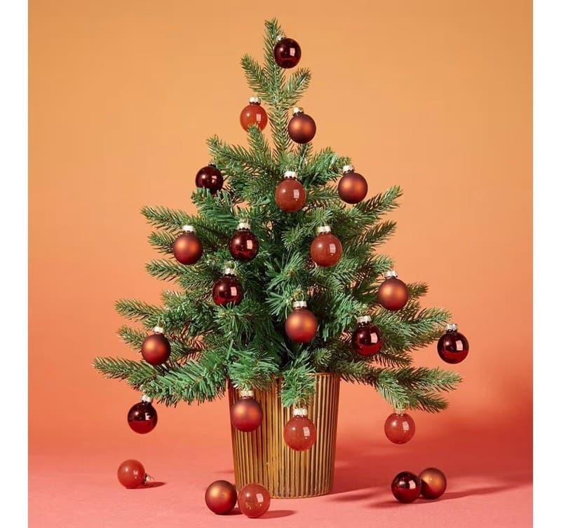 WDS WONDROUS Brown Glass Christmas Ball Ornaments - Set of 24 - 1.18" Mini Xmas - Thumbnail 4