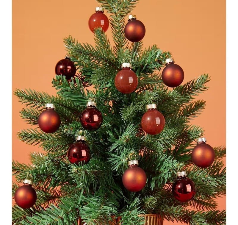 WDS WONDROUS Brown Glass Christmas Ball Ornaments - Set of 24 - 1.18" Mini Xmas - Thumbnail 9
