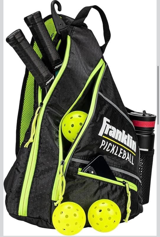 Franklin Sports Pickleball Sling Bag Backpack Black/Optic Yellow - Thumbnail 3