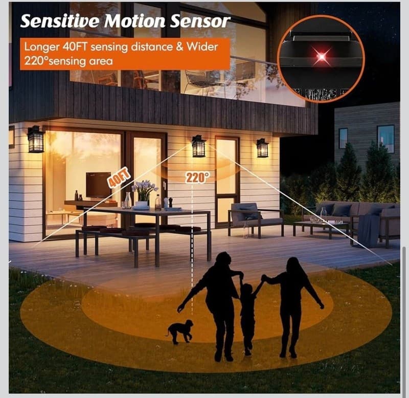 Motion Sensor Outdoor Wall Light, Dusk to Dawn Oil-Rubbed Bronze Exterior Wall L - Thumbnail 4