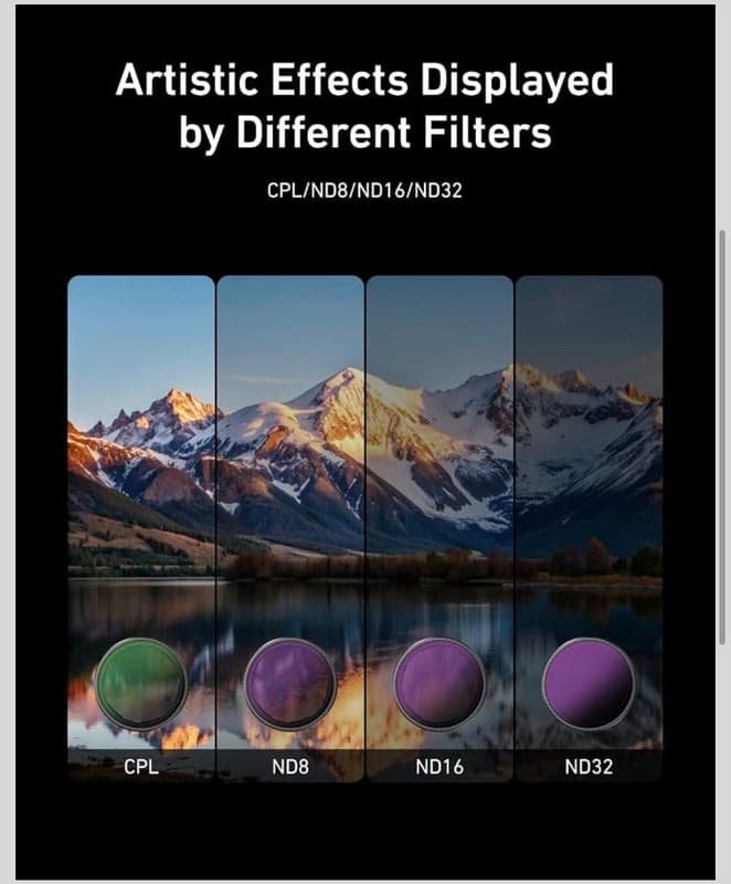 TELESIN 4-Pack CPL and ND Filter Set for DJI Osmo Action 5 Pro/4/3 - Thumbnail 3