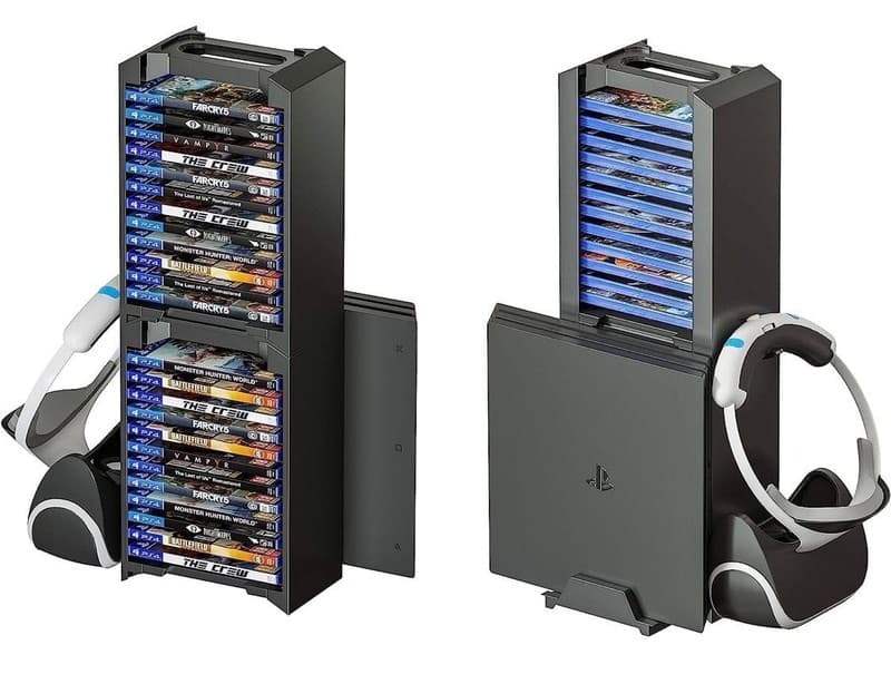 Skywin Video Game Storage Tower and Vertical Stand for PS4 and PSVR - Holds 24 G - Thumbnail 2