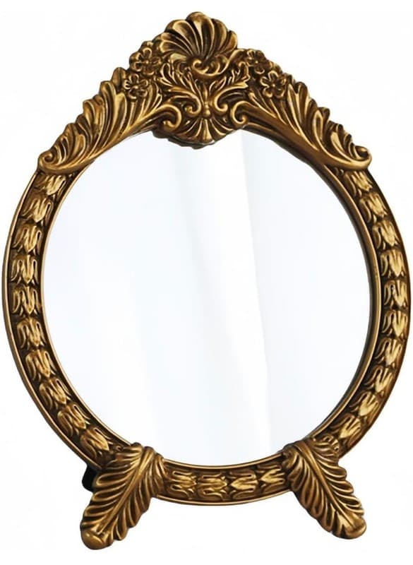 HSDDHOME Small Vintage Round Gold Vanity Mirror – 9.5" x 12.5" Baroque Arched - Thumbnail 9