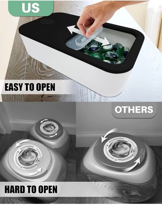 Large Laundry Pods Container with Sliding Lid, 15" x 8.7" x 4.5" Airtight Organi - Thumbnail 3