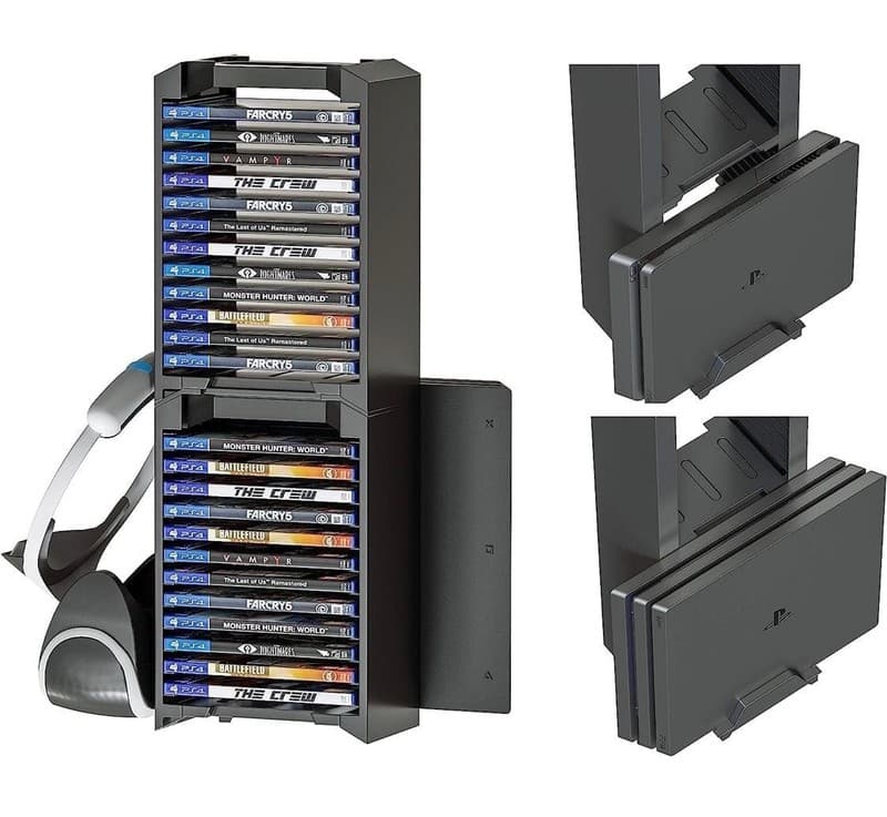 Skywin Video Game Storage Tower and Vertical Stand for PS4 and PSVR - Holds 24 G - Thumbnail 3