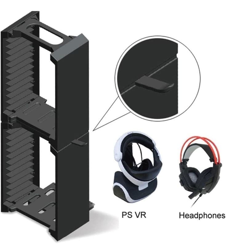 Skywin Video Game Storage Tower and Vertical Stand for PS4 and PSVR - Holds 24 G - Thumbnail 6