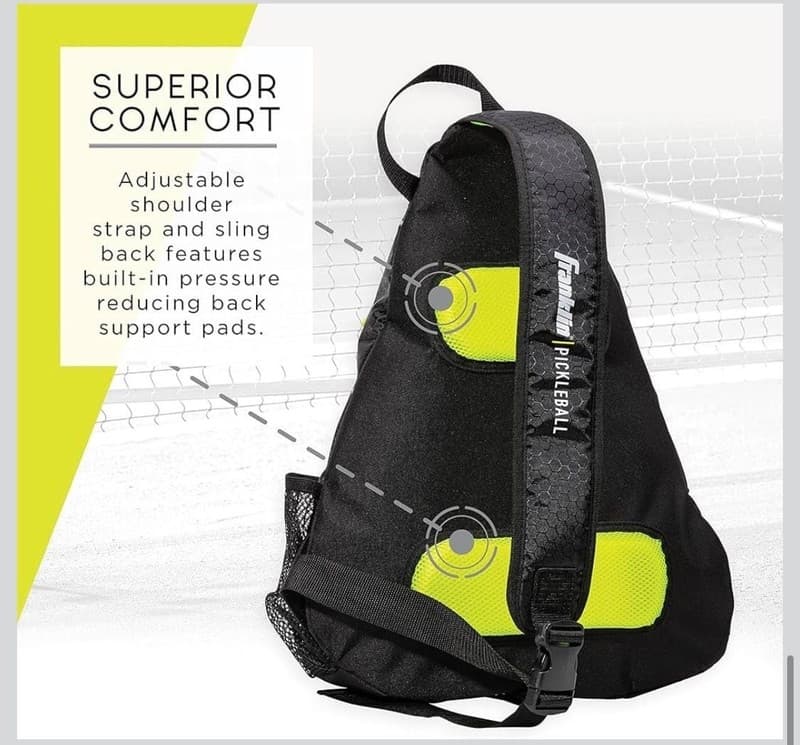 Franklin Sports Pickleball Sling Bag Backpack Black/Optic Yellow - Thumbnail 5