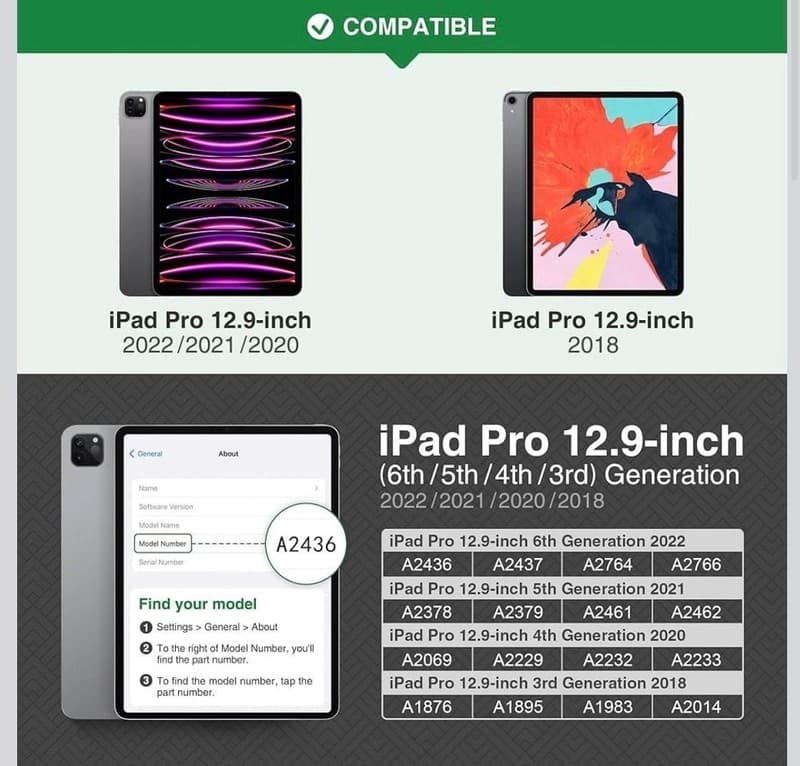 kingBlanc iPad Pro 12.9-inch Case (3rd/4th/5th/6th Gen) with Apple Pencil Holder - Thumbnail 2