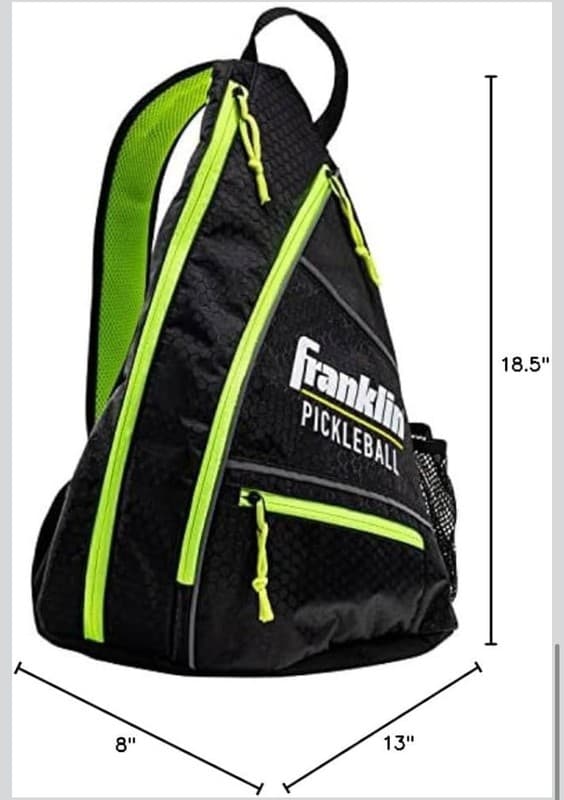 Franklin Sports Pickleball Sling Bag Backpack Black/Optic Yellow - Thumbnail 9