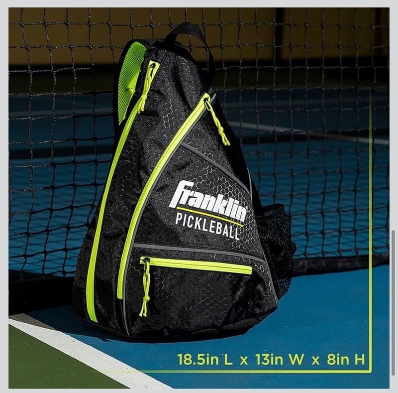 Franklin Sports Pickleball Sling Bag Backpack Black/Optic Yellow - Thumbnail 4
