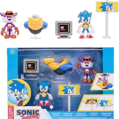 Jakks Pacific Sonic the Hedgehog 2.5" Super Stars Diorama Sonic vs. Fang Playset