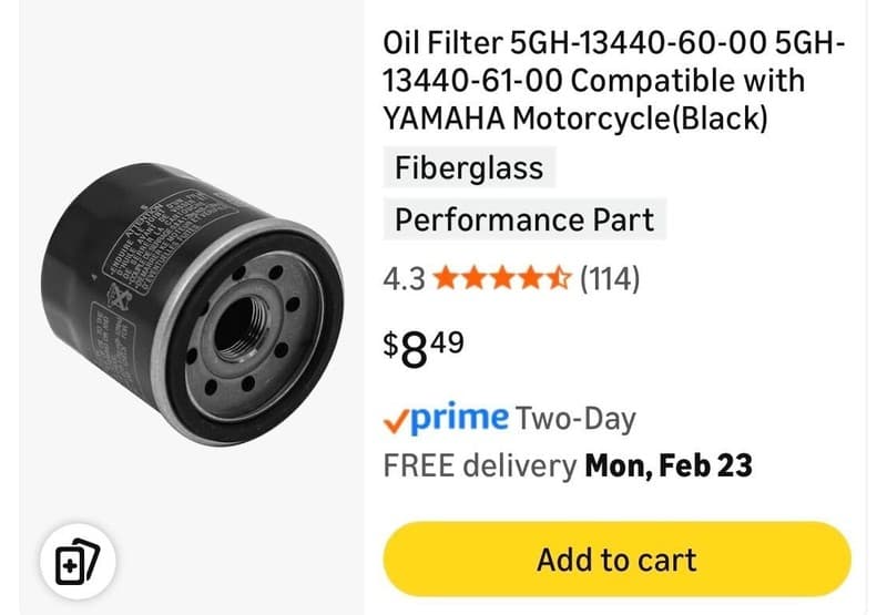 5GH-13440-60-00 Motorcycle & ATV Oil Filter - Thumbnail 6