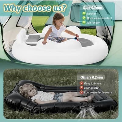Inflatable Travel Bed - Blow Up Mattress for with Waterproof Protector Portab... - Thumbnail 3