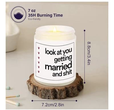 Funny Wedding Candle - "Look At You Getting Married"- 7 Oz. Lavender Soy Wax - Thumbnail 7