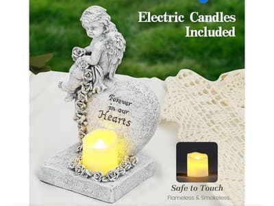 Angel Statue with LED Candle Holder - Thumbnail 2