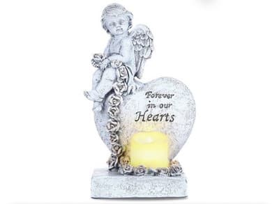 Angel Statue with LED Candle Holder