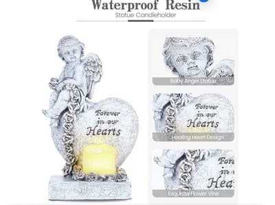 Angel Statue with LED Candle Holder - Thumbnail 3