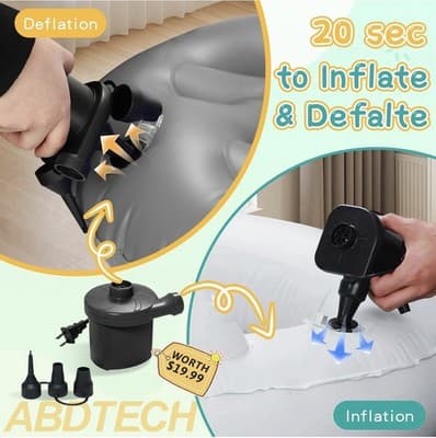 Inflatable Travel Bed - Blow Up Mattress for with Waterproof Protector Portab... - Thumbnail 7
