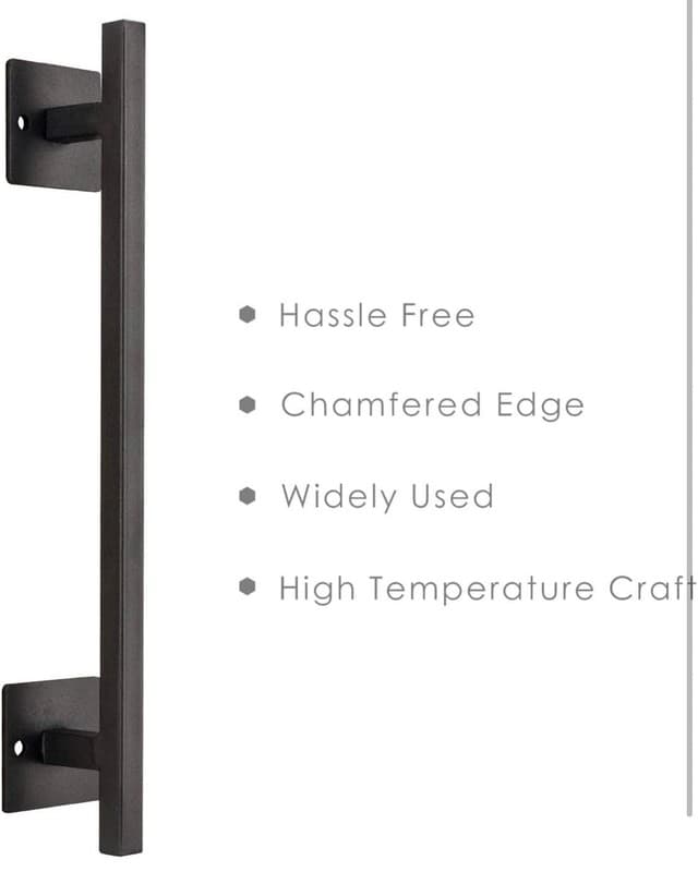 Homode 12 Inch Sliding Barn Door Handle, Matte Black Iron Steel Pull Handle Hard - Thumbnail 3