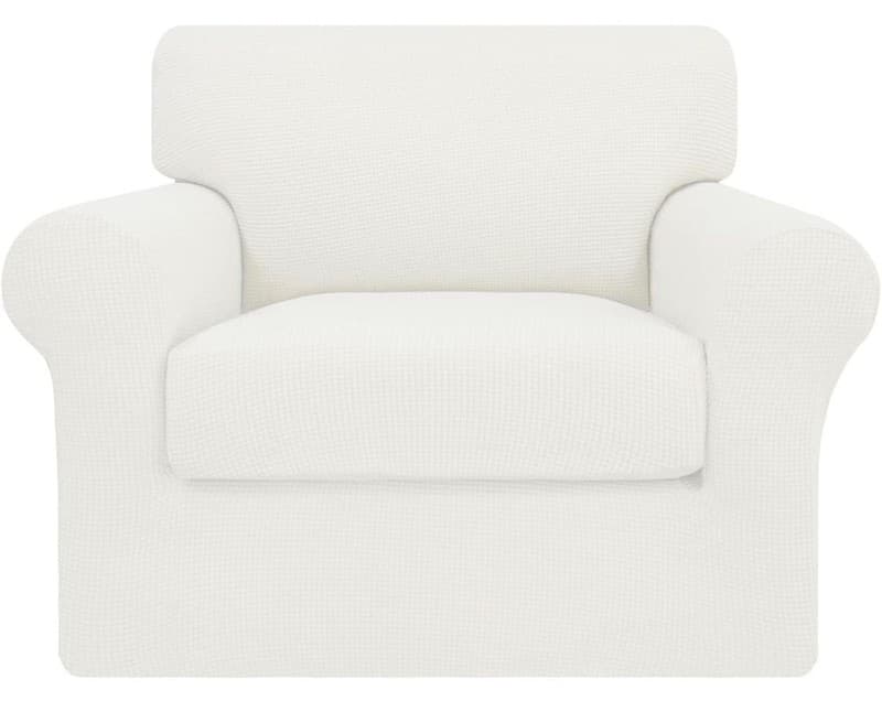 Easy-Going High Stretch Waffle Textured Armchair Slipcover, Cream