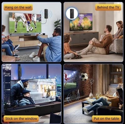 2025 Upgraded TV Antenna for Smart TV, 1600+ Miles Range, Black - Thumbnail 7