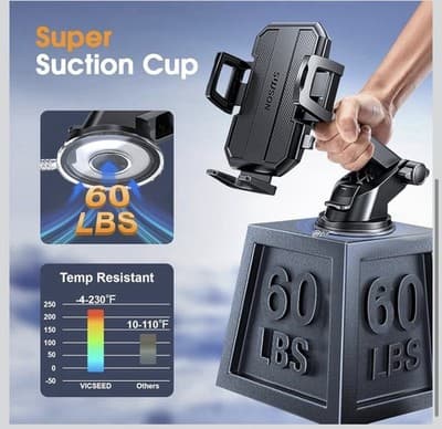 3 in 1 Phone Holders for Your Car, Car Phone Holder Mount [Strongest Suction] 36 - Thumbnail 3