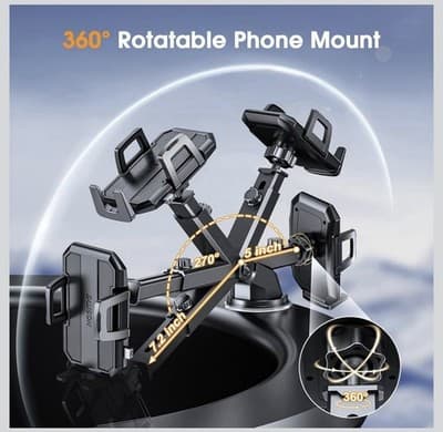 3 in 1 Phone Holders for Your Car, Car Phone Holder Mount [Strongest Suction] 36 - Thumbnail 5