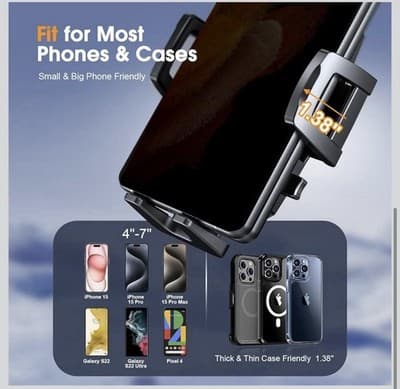 3 in 1 Phone Holders for Your Car, Car Phone Holder Mount [Strongest Suction] 36 - Thumbnail 7