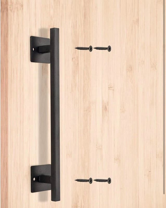 Homode 12 Inch Sliding Barn Door Handle, Matte Black Iron Steel Pull Handle Hard - Thumbnail 6