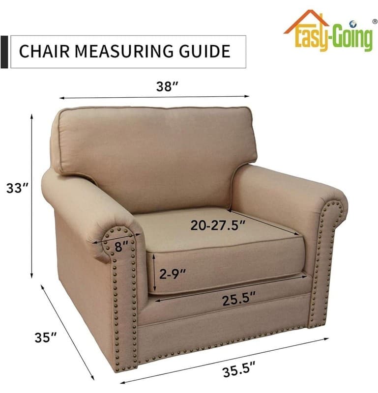 Easy-Going High Stretch Waffle Textured Armchair Slipcover, Cream - Thumbnail 3
