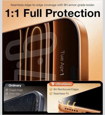 UltraGlass TOP 9H+ Armor for iPhone 17 Privacy Screen Protector No.1 Military... - Thumbnail 7