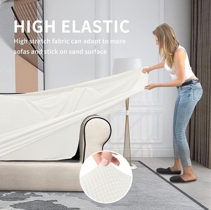 Easy-Going High Stretch Waffle Textured Armchair Slipcover, Cream - Thumbnail 5