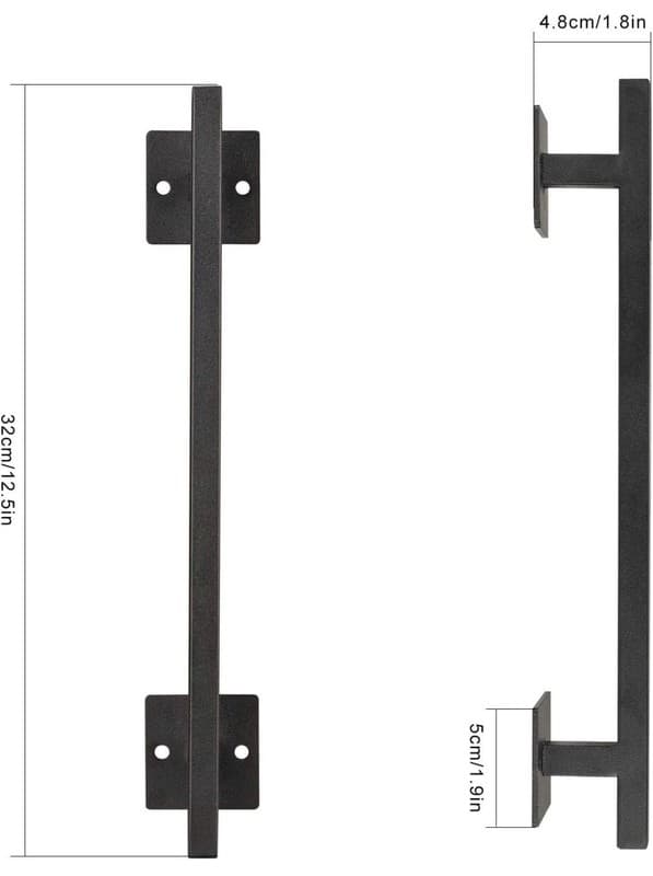 Homode 12 Inch Sliding Barn Door Handle, Matte Black Iron Steel Pull Handle Hard - Thumbnail 2