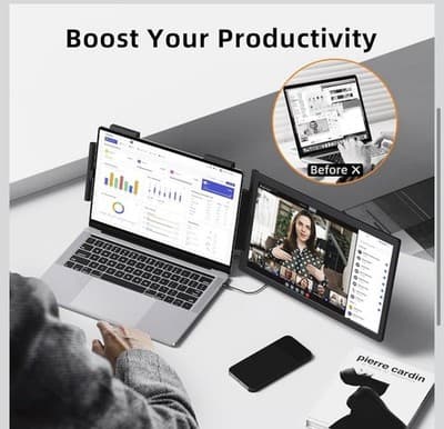 MAGICRAVEN Laptop Screen Extender, 14 1080P IPS Portable Monitor Travel Monit... - Thumbnail 4